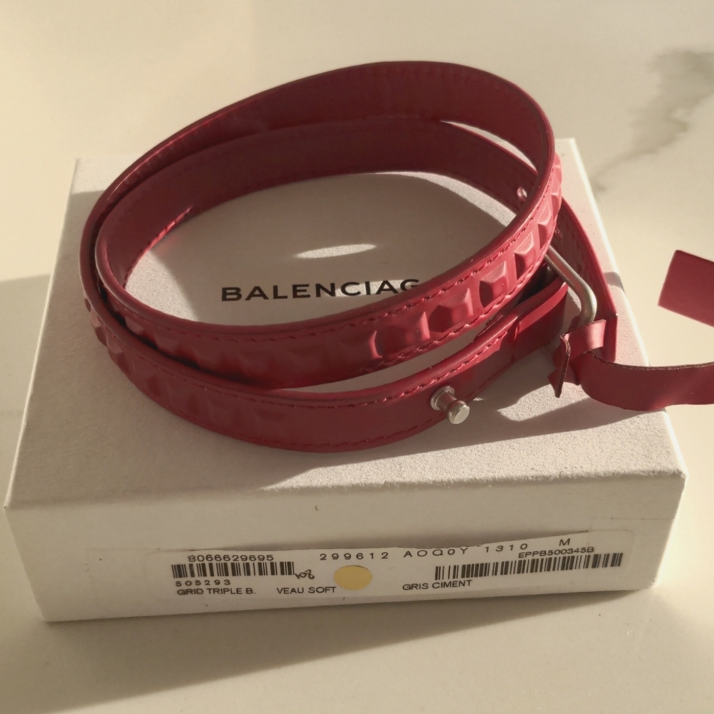 Balenciaga red leather bracelet, Authentic,NWT